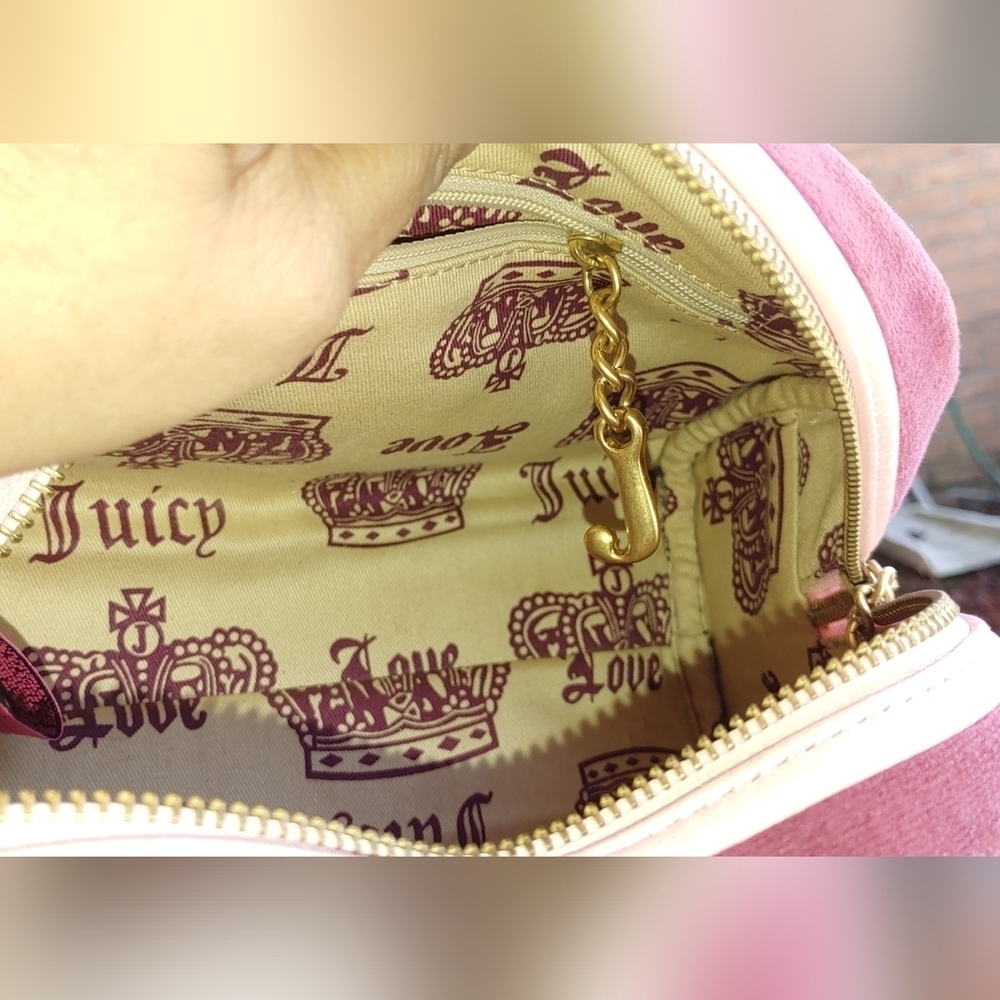 NEW RARE AUTHENTIC JUICY COUTURE "COUTURE IS BLISS" BURGUNDY VELOUR HANDBAG S… - Picture 6 of 16
